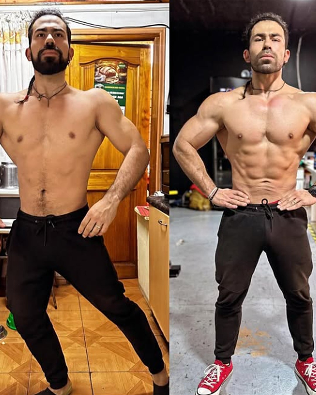 Transformación antes y después: desarrollo muscular y definición abdominal