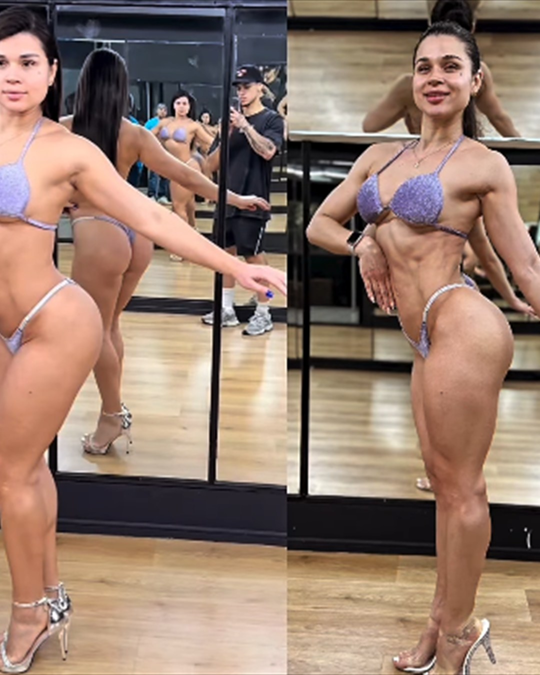 Transformación antes y después: atleta femenina con mayor definición muscular