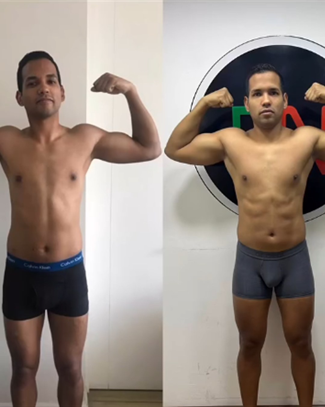 Transformación antes y después: aumento de masa muscular y definición